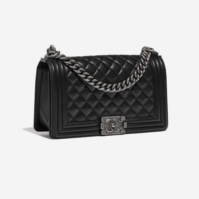Chanel Boy OldMedium Black Side Front  | Sell your designer bag on Saclab.com