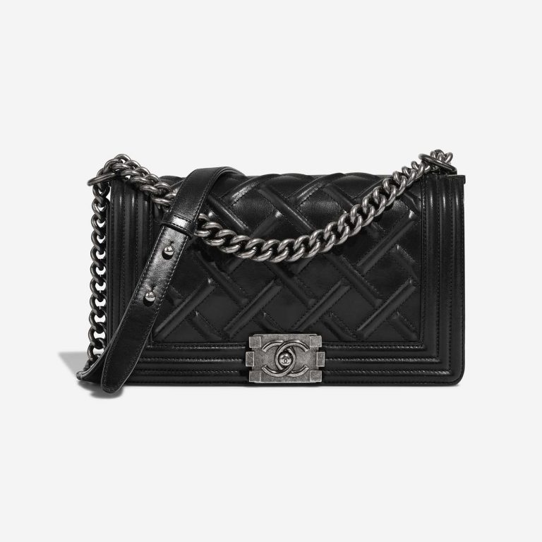 Chanel Boy OldMedium Black Front  S | Sell your designer bag on Saclab.com