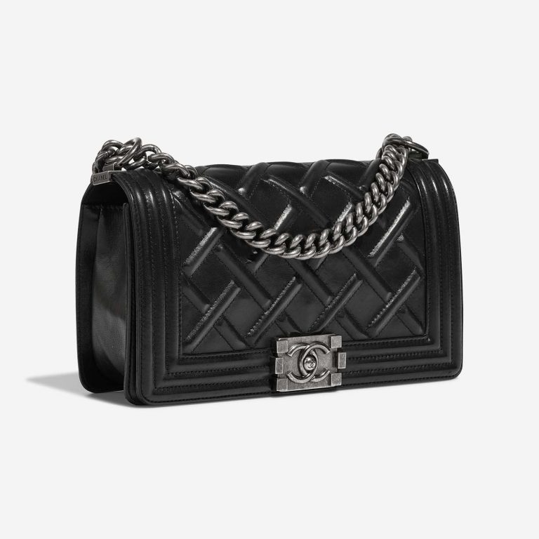 Chanel Boy OldMedium Black Side Front  | Sell your designer bag on Saclab.com