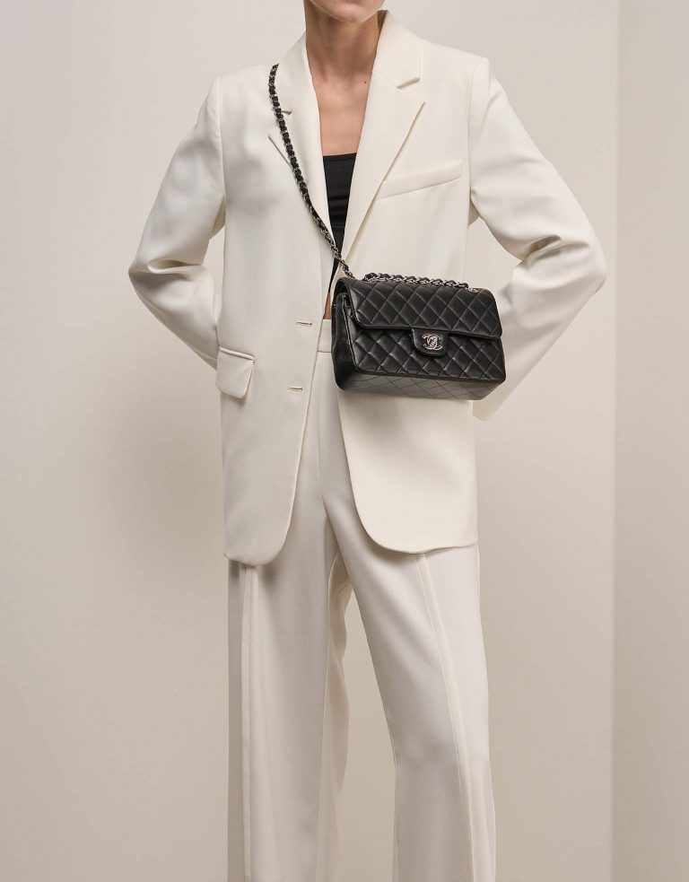 Chanel Timeless Small Black on Model | Sell your designer bag on Saclab.com