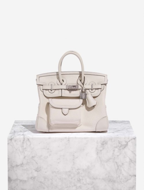 Pre-owned Hermès bag Birkin Cargo 25 Toile Goeland / Swift Nata White | Sell your designer bag on Saclab.com