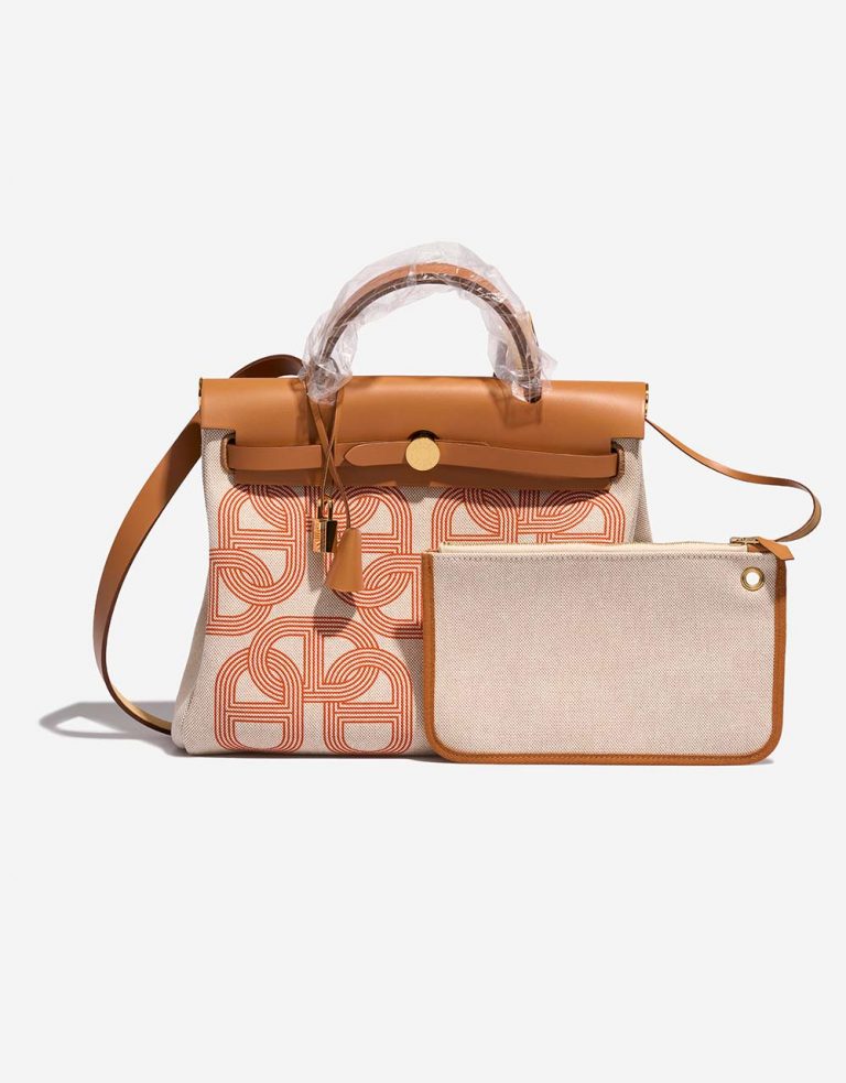 Hermès Herbag 31 OrangeMecano-EcruBeige-Naturel Front  | Sell your designer bag on Saclab.com