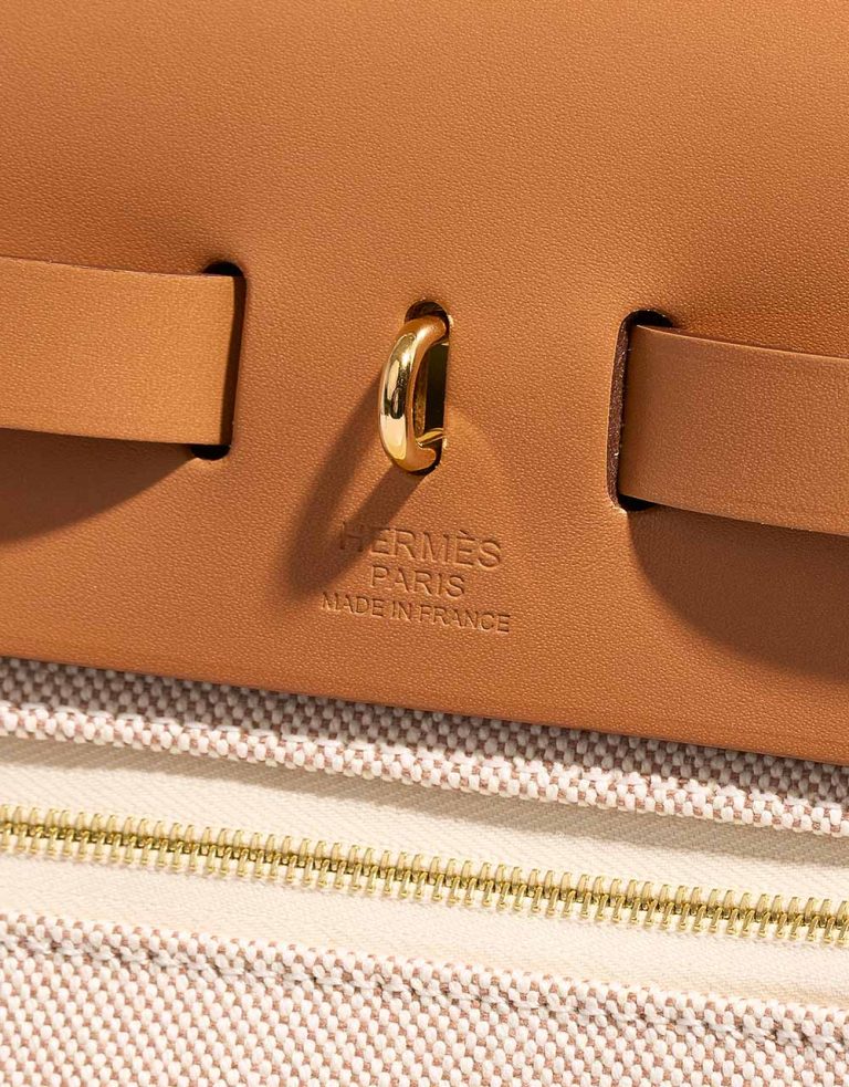 Hermès Herbag 31 OrangeMecano-EcruBeige-Naturel Logo  | Sell your designer bag on Saclab.com