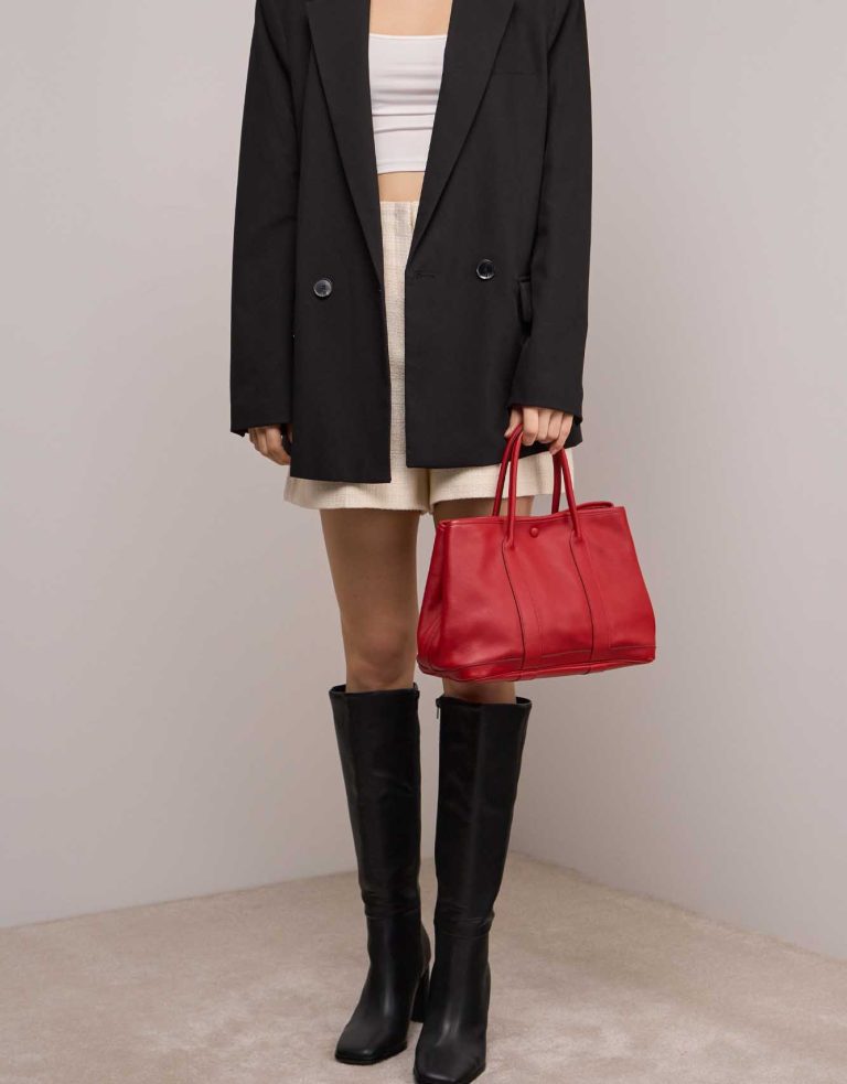 Hermès Garden Party 30 Evercolor Rouge Vif on Model | Sell your designer bag