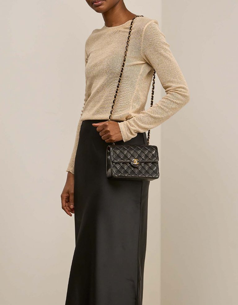 Chanel Timeless MiniRectangular Black on Model | Sell your designer bag on Saclab.com