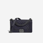 Chanel Boy OldMedium DarkBlue Front  | Sell your designer bag on Saclab.com