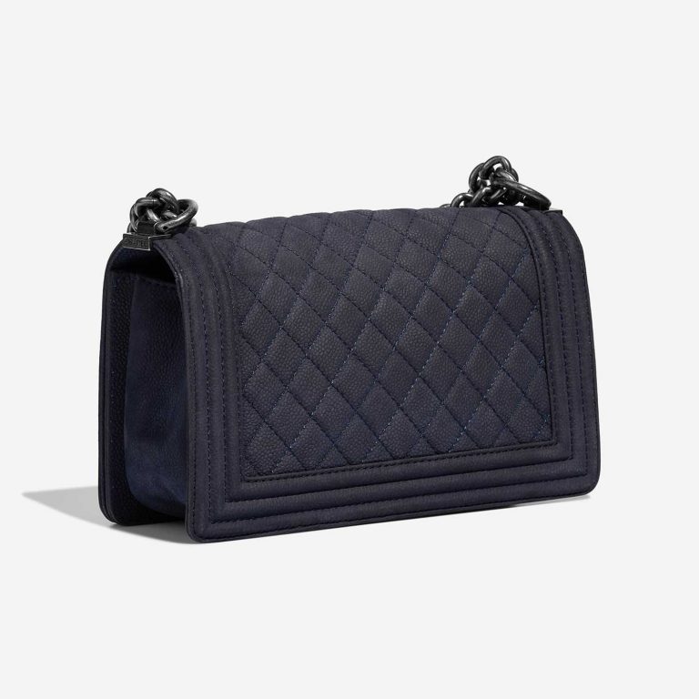 Chanel Boy OldMedium DarkBlue Side Back | Sell your designer bag on Saclab.com