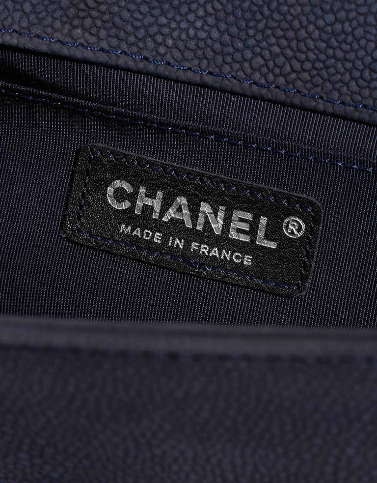 Chanel Boy OldMedium DarkBlue Logo  | Sell your designer bag on Saclab.com