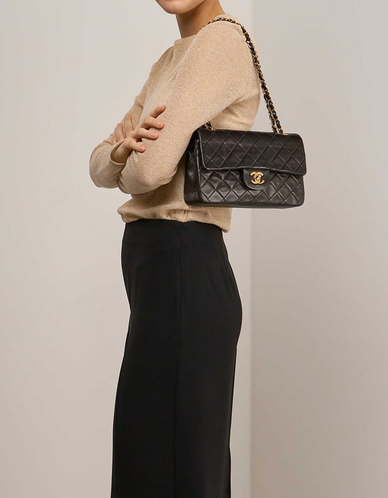 Chanel Timeless Small DarkBrown on Model | Sell your designer bag on Saclab.com