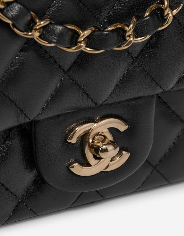 Chanel Timeless Mini Square Lamb Black Closing System | Sell your designer bag