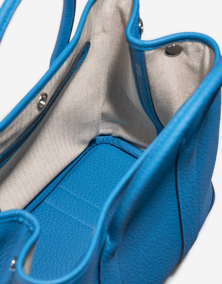 Hermès Garden Party 30 Veau Négonda Bleu Zanzibar  Inside | Sell your designer bag