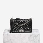 Chanel Boy Old Medium Calf / Pearls Black Front | Sell your designer bag
