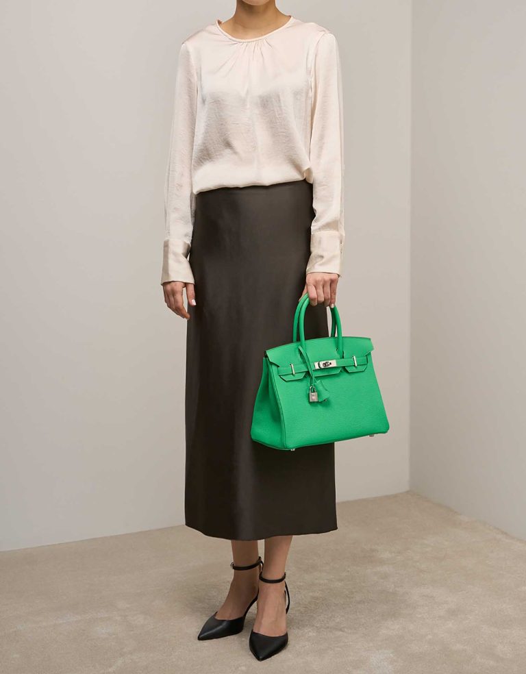 Hermès Birkin 30 Togo Vert Comics on Model | Sell your designer bag