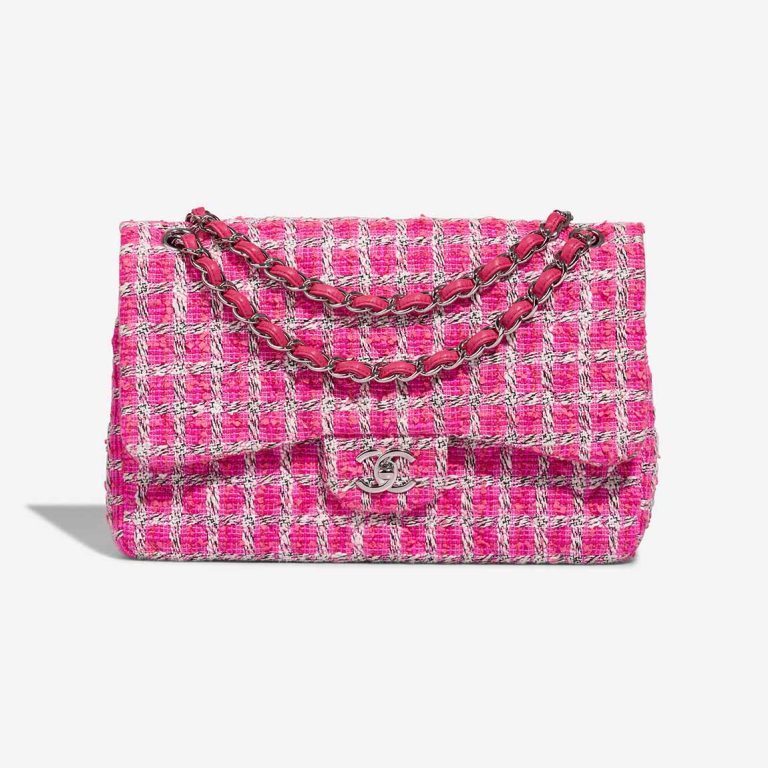Chanel Timeless Jumbo Tweed Pink / White Front | Sell your designer bag