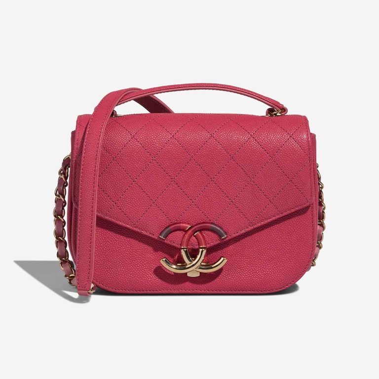Chanel Flap Bag Handle Medium Caviar Pink Front | Sell your designer bag