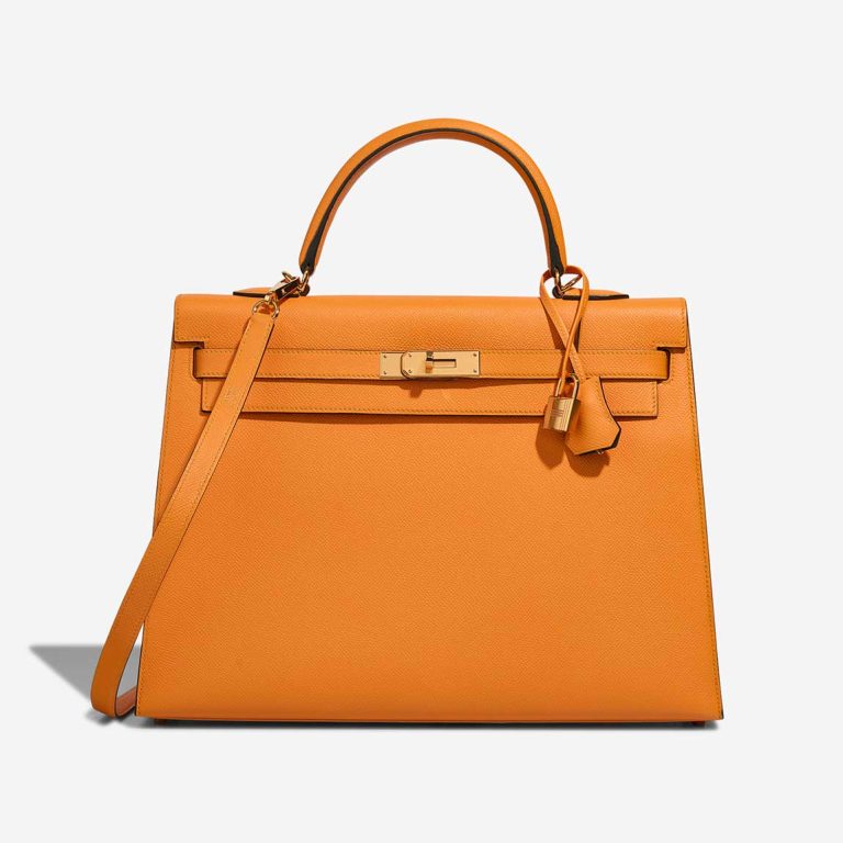 Hermès Kelly 35 Epsom Apricot / Malachite Front | Sell your designer bag