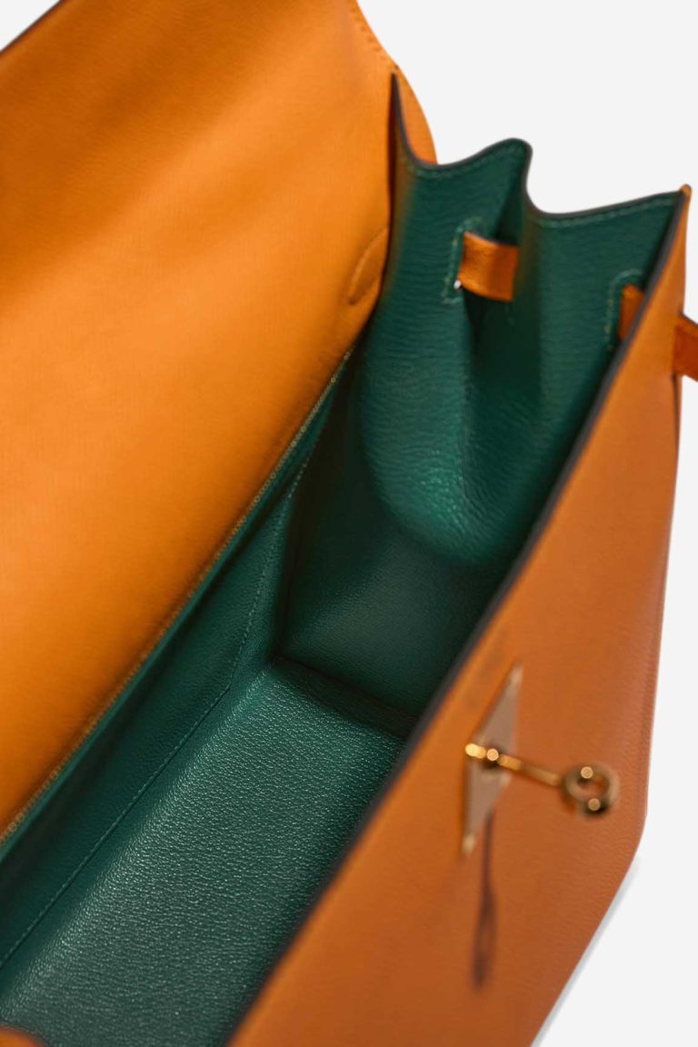 Hermès Kelly 35 Epsom Apricot / Malachite Inside | Sell your designer bag