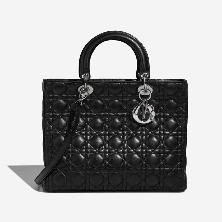Dior Lady Large Lamb Black Front | Sell your designer bag
