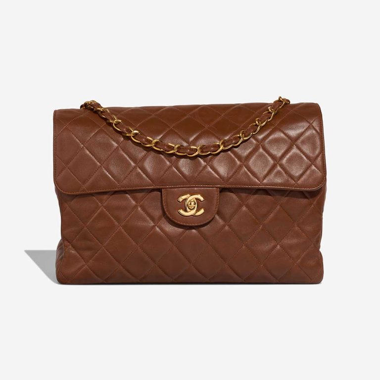 Chanel Timeless Jumbo Lamb Brown Front | Sell your designer bag
