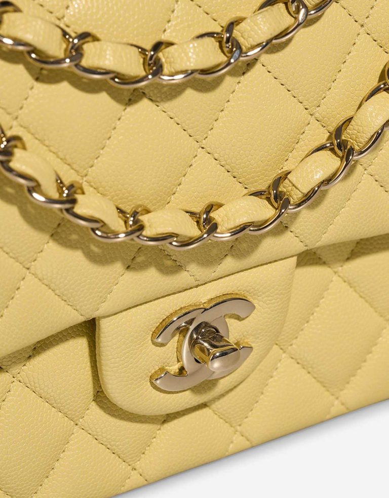 Chanel Timeless Medium Caviar Yellow Closing System | Sell your designer bag