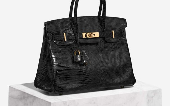 Hermès Birkin 30 Salvator Lizard Black Front | Sell your designer bag
