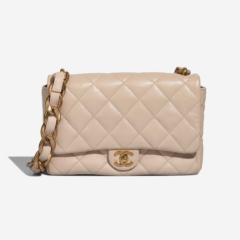 Chanel Flap Bag Medium Lamb Off White Front | Sell your designer bag