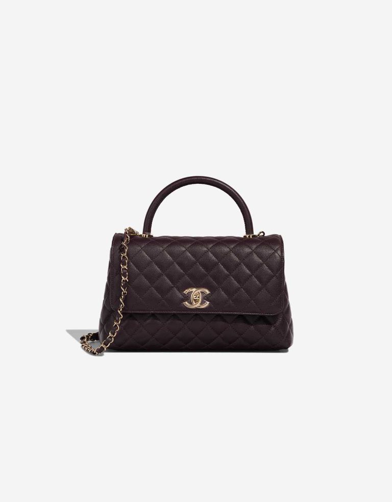 Chanel Timeless Handle Medium Caviar Dark Plum Front | Sell your designer bag