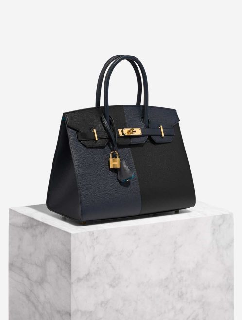 Hermès Birkin 30 Epsom Black / Bleu Indigo / Bleu Frida Front | Sell your designer bag