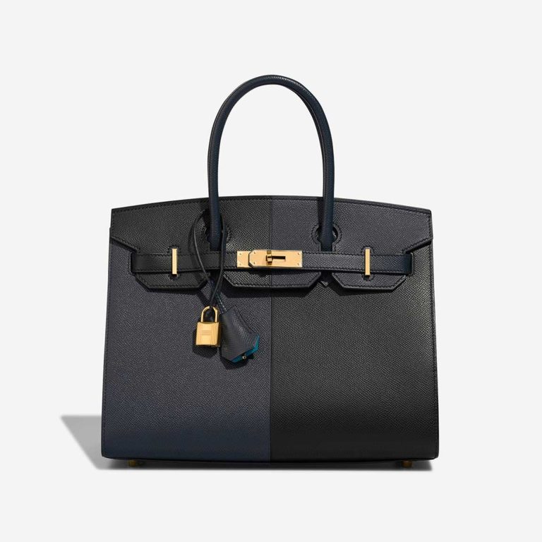 Hermès Birkin 30 Epsom Black / Bleu Indigo / Bleu Frida Front | Sell your designer bag