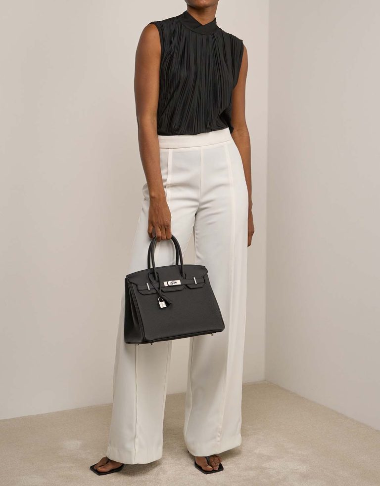 Hermès Birkin 3in1 30 Togo / Toile H / Swift Black / Écru on Model | Sell your designer bag
