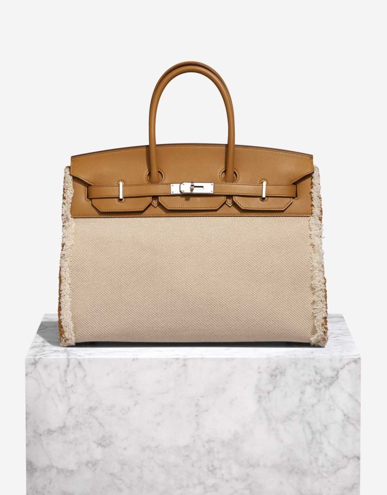 Hermès Birkin Fray 35 Toile / Swift Sésame / Écru Front | Sell your designer bag