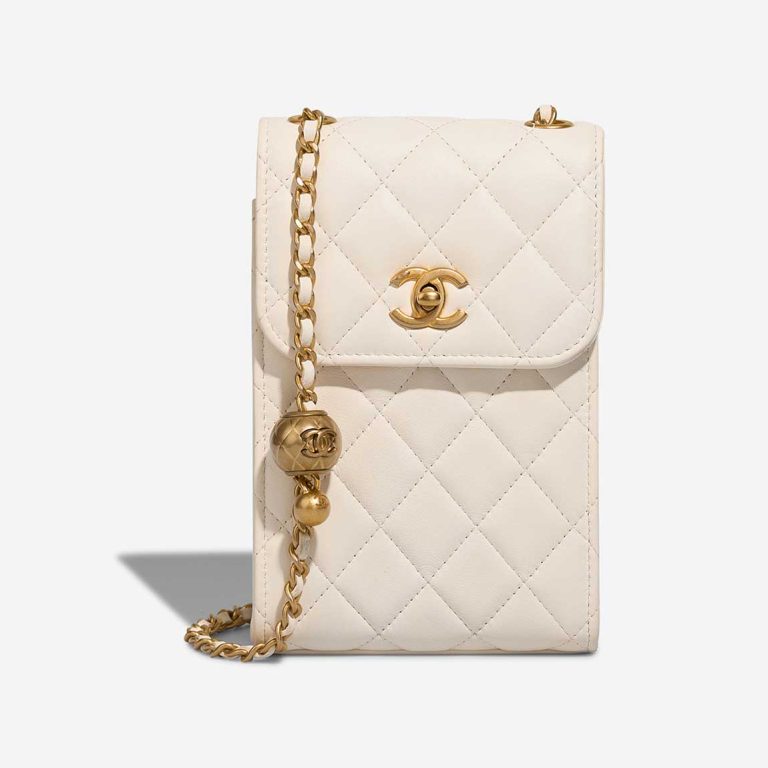Chanel Phone Holder Lamb White Front | Sell your designer bag