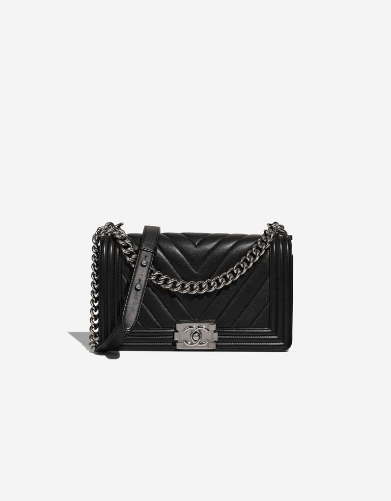 Chanel Boy Old Medium Lamb Black Front | Sell your designer bag