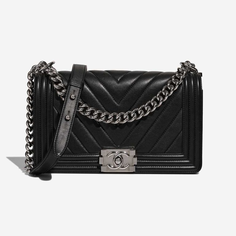 Chanel Boy Old Medium Lamb Black Front | Sell your designer bag