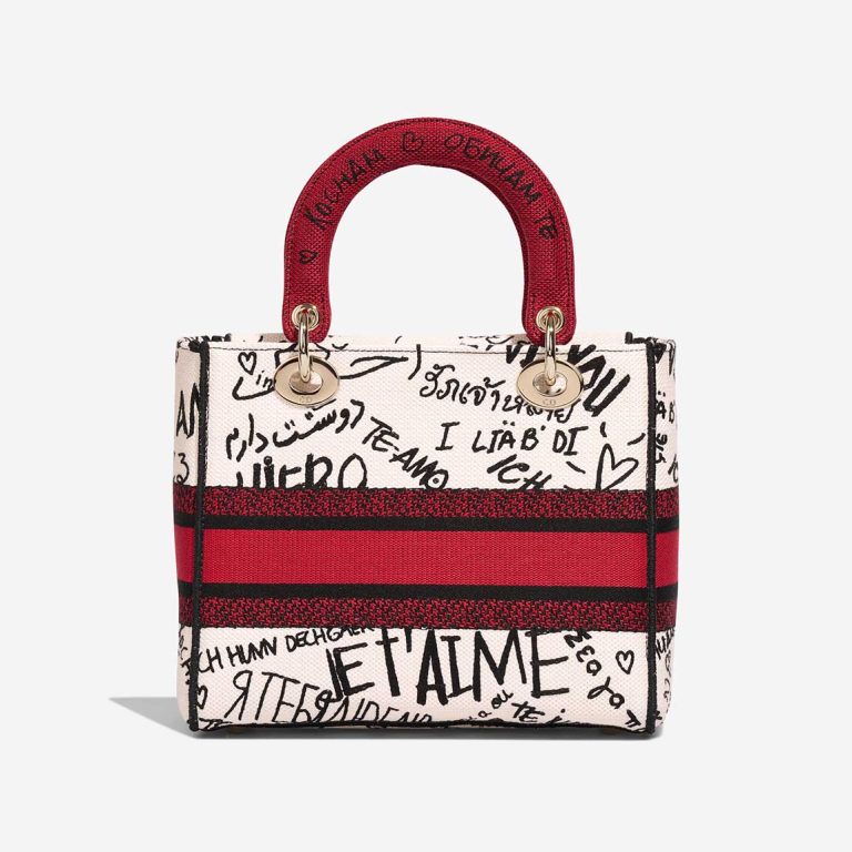 Dior Lady D-Lite Dioramour Graffiti Medium Canvas White / Red / Black | Sell your designer bag