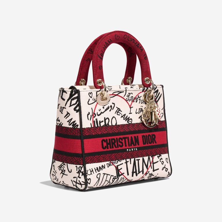 Dior Lady D-Lite Dioramour Graffiti Medium Canvas White / Red / Black | Sell your designer bag