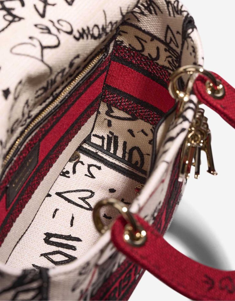 Dior Lady D-Lite Dioramour Graffiti Medium Canvas White / Red / Black Inside | Sell your designer bag