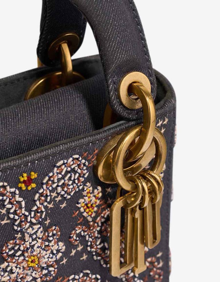 Dior Lady Mini Denim Blue Closing System | Sell your designer bag