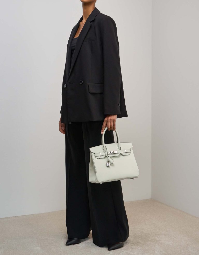 Hermès Birkin 30 Epsom Vert Fizz on Model | Sell your designer bag