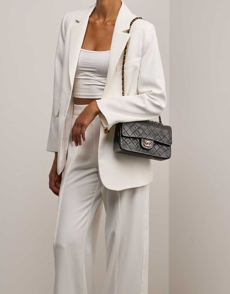 Chanel Timeless Small Lamb Black on Model | Sell your designer bag