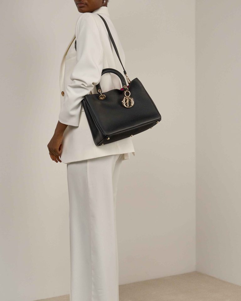Dior Diorissimo Medium Calf Black / Fuchsia on Model | Sell your designer bag