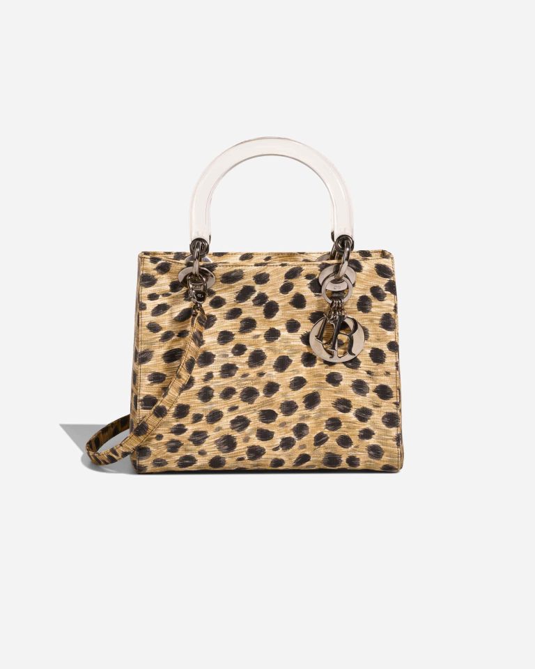 Dior Lady Medium Canvas Black / Brown Front | Sell your designer bag