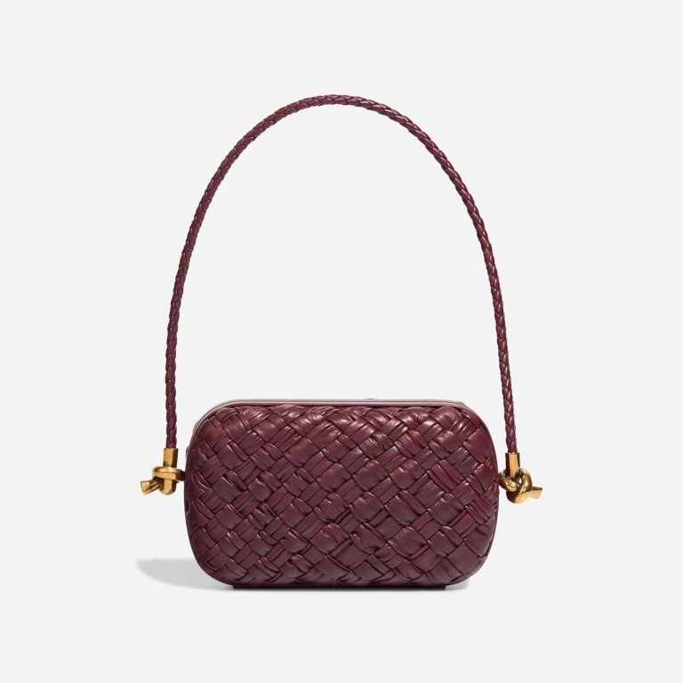 Bottega Veneta Knot Clutch Calf Burgundy Front | Sell your designer bag