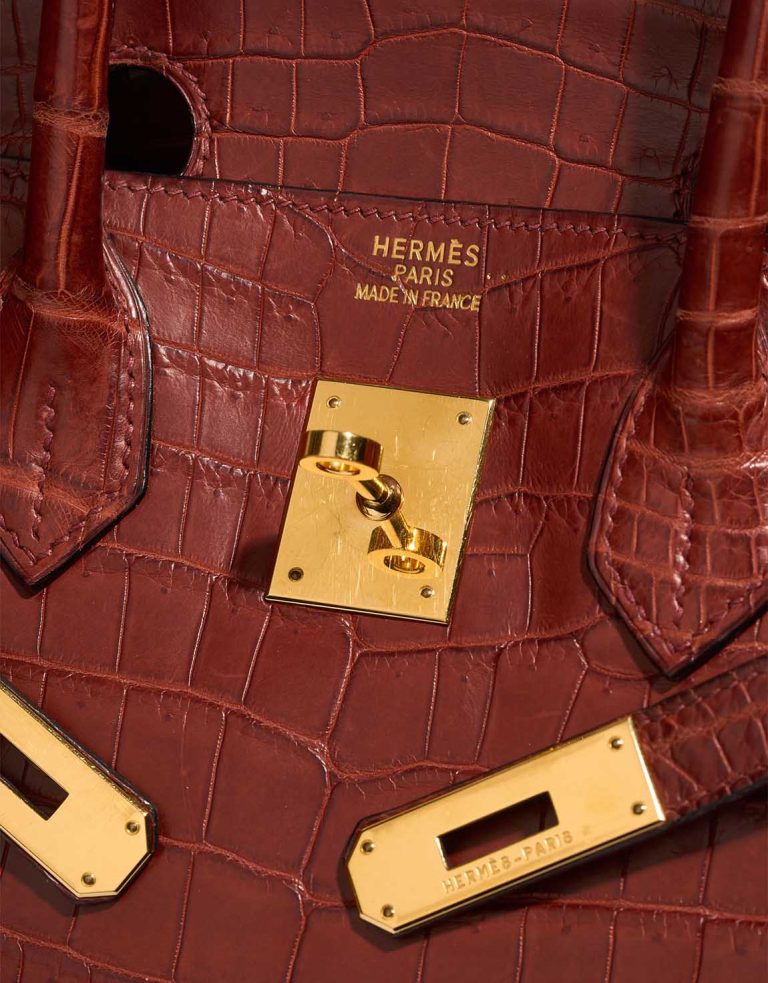 Pre-owned Hermès bag Birkin 30 Niloticus Crocodile Étrusque Brown, Red | Sell your designer bag on Saclab.com