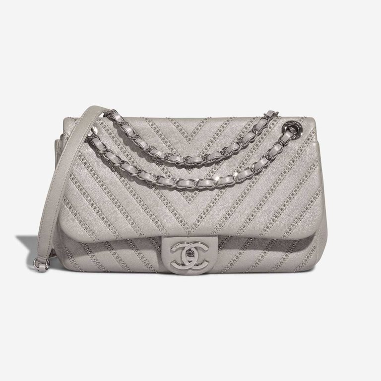 Chanel Timeless Medium Calf / Studs Silver Front | Sell your designer bag