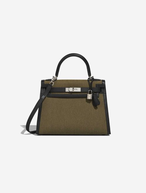 Hermes Kelly 28 Swift / Toile H Black / Vert Militaire  Front | Sell your designer bag
