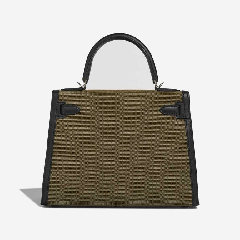 Hermes Kelly 28 Swift / Toile H Black / Vert Militaire  | Sell your designer bag