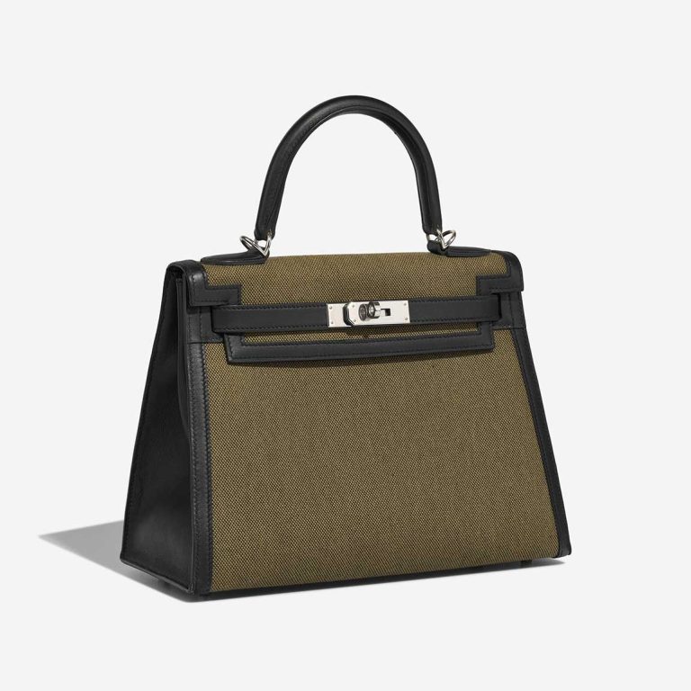 Hermes Kelly 28 Swift / Toile H Black / Vert Militaire  | Sell your designer bag