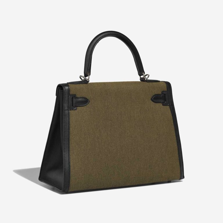 Hermes Kelly 28 Swift / Toile H Black / Vert Militaire  | Sell your designer bag