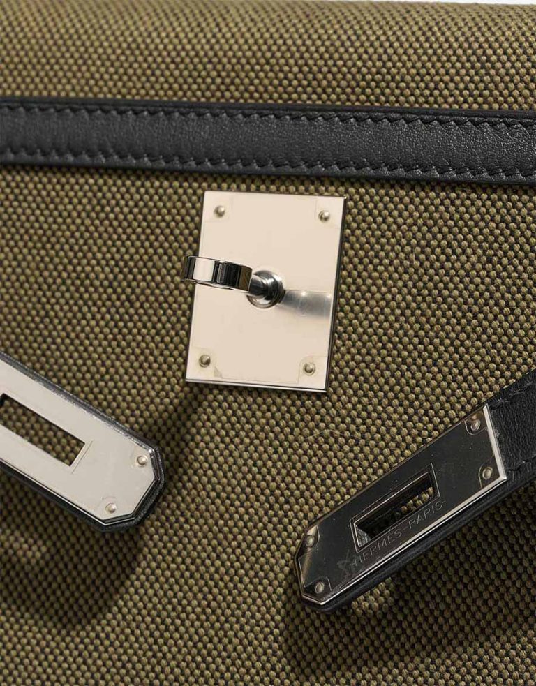 Hermes Kelly 28 Swift / Toile H Black / Vert Militaire  Logo | Sell your designer bag